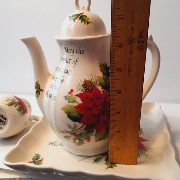 Cracker Barrel Christmas Season Of Peace Tea Set And Serving Platter - Picture 10 of 11